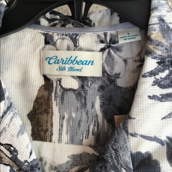 💯caribbean SILK BLEND BUTTON UP SHIRT 👕 - Picture 2 of 4